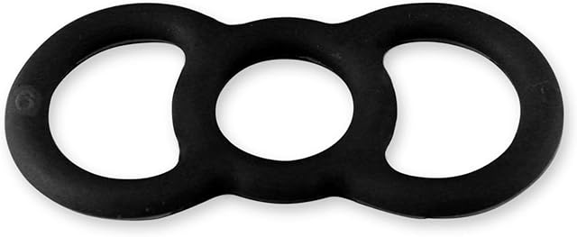 LeLuv Loop Handle Penis Tension Ring Eyro Black Silicone .75 inch Unstretched Diameter Single