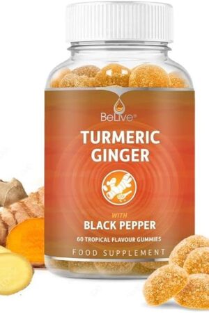 BeLive Turmeric Curcumin with Black Pepper & Ginger - 500 mg of Turmeric and Ginger Supplement for Immune Support, Healthy Skin, and Mobility - Tropical Flavor | 60 Count