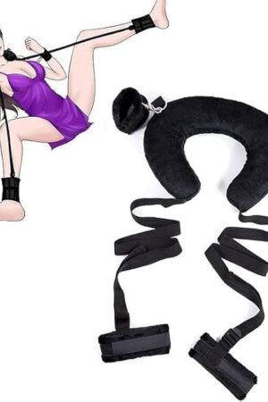 Adult Sex Toys Plush Leather Handcuffs Collars,Bed Ties Restraints Neck to Wrist Restraints Rope kit,Adjustable Bondage Gear & Accessories,Couple SM Sex Game Tool Yoga Sweater J5