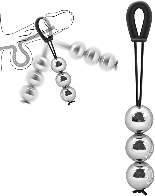 Cock Ring for Men PC Muscle Strengthening Trainer -Metal Ball Weighted Hook Penis Stretcher Adjustable Professional Penis Weighted Ball Physical Exerciser Adult Male Sex Toys Enhance Stamina