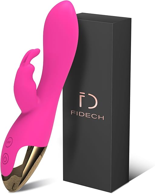 FIDECH G Spot Rabbit Vibrator, Sex Toys for Clitoris G-spot Stimulation, Waterproof Dildo Vibrator with10 Powerful Vibrations Dual Motor Stimulator for Women or Couple Fun