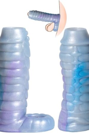 HanDuo 5.7"" Dragon Penis Sleeve Girth Enhancer for Men, Reusable Silicon Dildo Sleeve,Cock Extender Sleeves Realistic, Penis Sleeve Girth Enhancer, Realistic Cock Sleeve Extender for Sex(Gray)