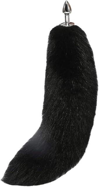 Butt Plug Fox Tail, Black Artificial Handmade Detachable Multi-Function Fox Tail Fur Anal Plug Sexy Adult Toy Red of Cheeks Butt Stainless Steel Cosplay Sex Flirt Toys-35CM Tail||4.0CM Anal Plugs