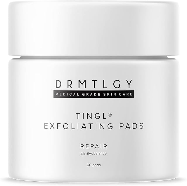 DRMTLGY Tingl Exfoliating Face & Body Pads ? Glycolic, Lactic & Salicylic Acid for Acne, Pores, Blackheads & Wrinkles ? AHA BHA Toner Pads for Oily Skin, Anti-Aging, FSA/HSA Eligible ? 60 Count