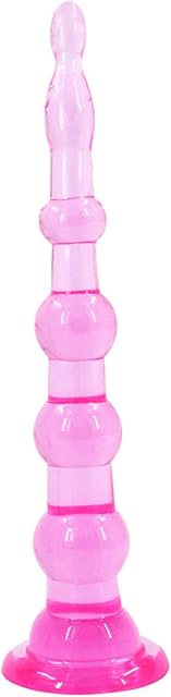 Anal Beads Super Long Anal Plug Large Butt Plug Dildos with Suction Cup Anal Sex Toy,6 Bead Flexible Anal Plug Anus Dilator Vaginal Prostate Massage Stimulation for Men Women(Pink)