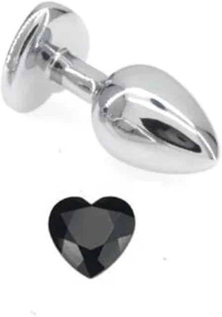 Crystal Anal Plug Heart Shape Buttplug Stainless Steel Anus Sex Toys for Women Men DiIdo Ass Prostate Massage Gay Adult Products(Black,M)