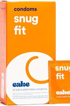 Hello Cake Snug Condoms, Premium Silicone Lubricated Latex Condoms for Men, Smaller and Tighter Natural Fit, BPA Free, Fragrance-Free, Glycerin Free  12 Count