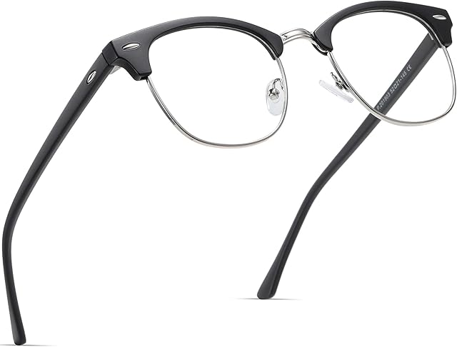 Blue Light Blocking Glasses Vintage Half Frame UV Clear Lens Anti Eyestrain Computer Gaming Glasses for Women Men