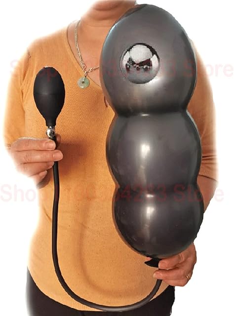 Diameter 13cm Inflatable Dildo Particle Anal Plug with 5 Beads Expansion Silicone Column Huge Butt Plug Ass Dilator Anal Sex Toy (Color : D)