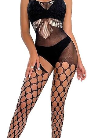 Women's Sexy Mesh Bodystocking Halter Dress Fishnet See Through Underwear Nightwear Crotchless Rave Outfits