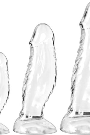 3-Piece Realistic Monster Transparent Dildo Set (Small, Medium, Large) with Suction Cups  Fantasy Clear Dragon-Shaped Big Anal Plug Dildos, Prostate Massager, Beginner to Advanced Alien Sex Toys