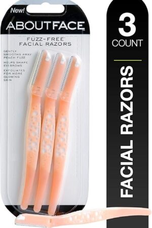 About Face Fuzz-Free Facial Razors - 3 Beauty Groomers for Hair Removal, Ideal for Shaving, Exfoliating, Dermaplaning and Brow Shaping, Japanese Steel Gently Removes Facial Hair