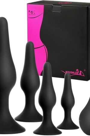 Hisionlee Sex Toys 5PCS Anal Plug Set Silicone Anal Butt Plug Adult Sex Toys for Women,Men and Beginners(Black)