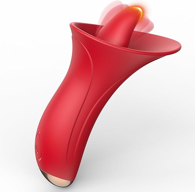 Clitoral Licking Vibrator Rose Sex Toys for Women, 2 in 1 Clitoral Nipple Stimulator with 7 Tongue Licking & 7 Vibrating Modes, Female Adult Sex Toy Anal Clit G Spot Vibrators for Sexual Pleasure