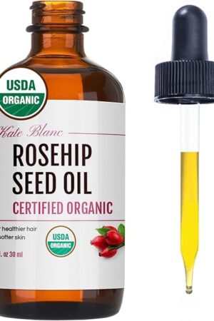 Kate Blanc Cosmetics Rosehip Oil for Face & Skin (1oz, Organic, Pure, Cold Pressed) Rosehip Seed Face Oil for Facial & Gua Sha Massage