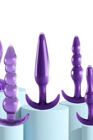 Lh- 6-Piece Purple Silicone Multiple Shapes Anal Toys Anal Plug Training Set - Ergonomic Design, Flared Base, for Ultimate Sensation Pleasure Collection for Beginners to Advanced Users
