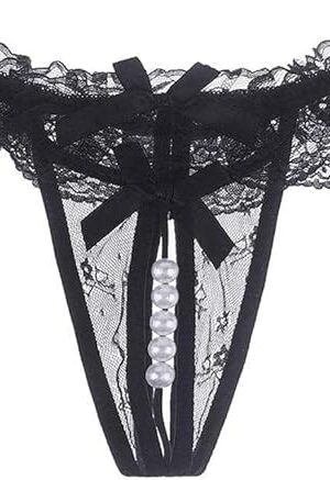 Women's Sexy Pendant Pearl G String Low Waist Thongs Underwear Erotic Panties