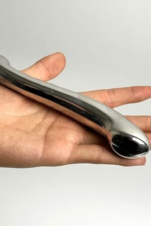 G-spot Massage Dildo, Stimulate Wand Fetish Plug Solid Metal Curved Dual Ended Masturbation Sex Toy for Couple (A)