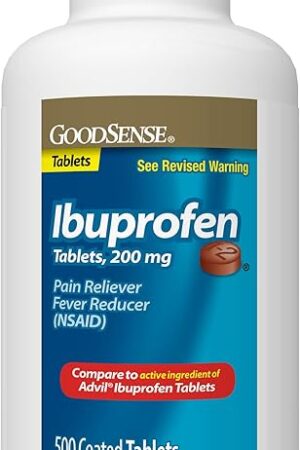 GoodSense 200 mg Ibuprofen Tablets, Fever Reducer and Pain Relief from Body Aches, Headache, Arthritis Pain and More, 500 Count