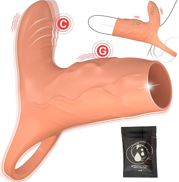 Vibrating Penis Sleeve Cock Ring with Clitoral Stimulator, Penis Ring Vibrator Extender for G Spot Stimulation, Couples Adult Sex Toys for Men Women, MHYNNR Girth Sleeve Male Couple Sex Toy