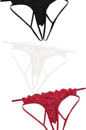 3 Pack Briefs for Womens Sexy Hipster Panties Lace Thongs G-Pants Lingerie Underwear Boyshorts Underpants