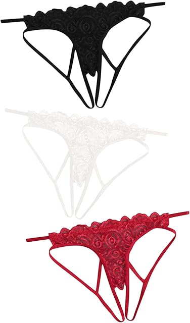 3 Pack Briefs for Womens Sexy Hipster Panties Lace Thongs G-Pants Lingerie Underwear Boyshorts Underpants