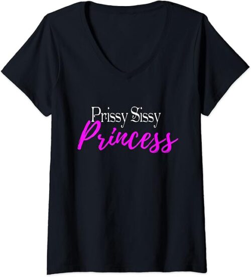 Womens Sissy Princess Fetish | Pink Sissys Kinky Girl Gift V-Neck T-Shirt