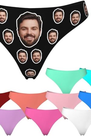Custom Underwear with Face Hearts Custom Thongs for Women Personalized Design Your Briefs with Hearts for Wife