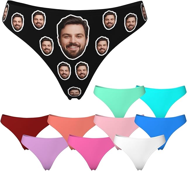 Custom Underwear with Face Hearts Custom Thongs for Women Personalized Design Your Briefs with Hearts for Wife