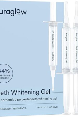 Auraglow 44% Teeth Whitening Gel Syringe Refill Pack, 44% Carbamide Peroxide, (3X) 5ml Syringes, 30 Whitening Treatments