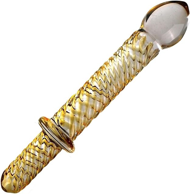 Double Ended Glass Dildo Crystal Penis,Crystal Realistic Dildo Pleasure Stick with Spiral Texture and Vivid Glans Anal Plug, Prostate Massager Sex Toy stimulates G spot for Men Women(Style 4)