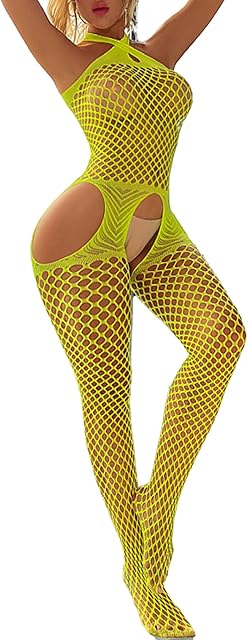Women''s 3/4 Sleeve Fishnet Cutout Bodystocking Bodysuit Sexy Tights Nightwear Lingerie