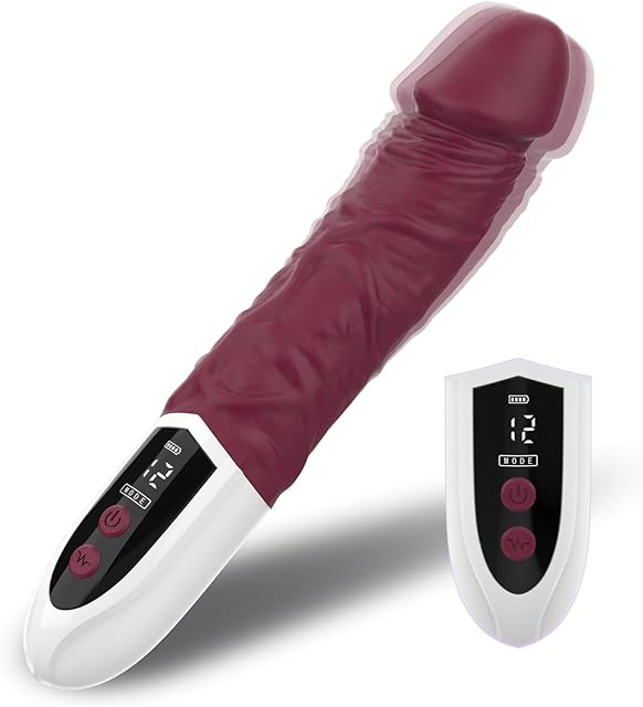 Dildo Vibrator Sex Toys with LED Display Clitoris Adult Sex Toys Realistic Dildo for Women, 12 Powerful Vibrations G Spot Vibrator Wand Sex Toys for Female Man Anal Stimulation