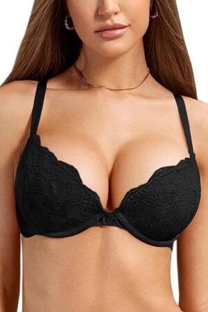 Women's Push Up Lace Bra Underwire Plunge Full Coverage Bras Sexy Plus Size Support