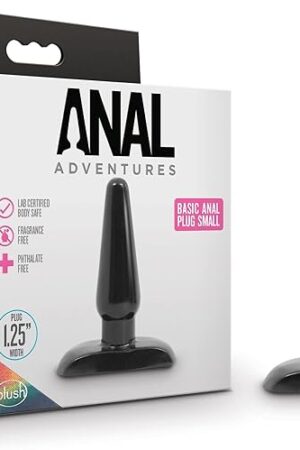 Blush Novelties Anal Adventures Basic Butt Plug - 4 1/4 Inch Small Easy to Insert Smooth Latex Free Pleasure Beginner Training Adult Toy - Comfortable Anchor Base - Sex Toys