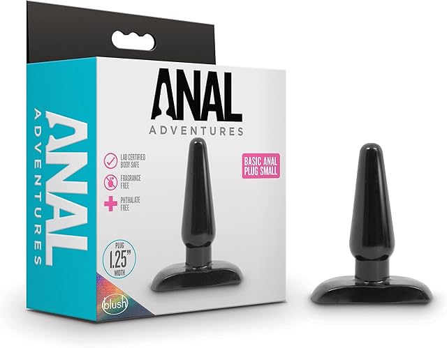 Blush Novelties Anal Adventures Basic Butt Plug - 4 1/4 Inch Small Easy to Insert Smooth Latex Free Pleasure Beginner Training Adult Toy - Comfortable Anchor Base - Sex Toys