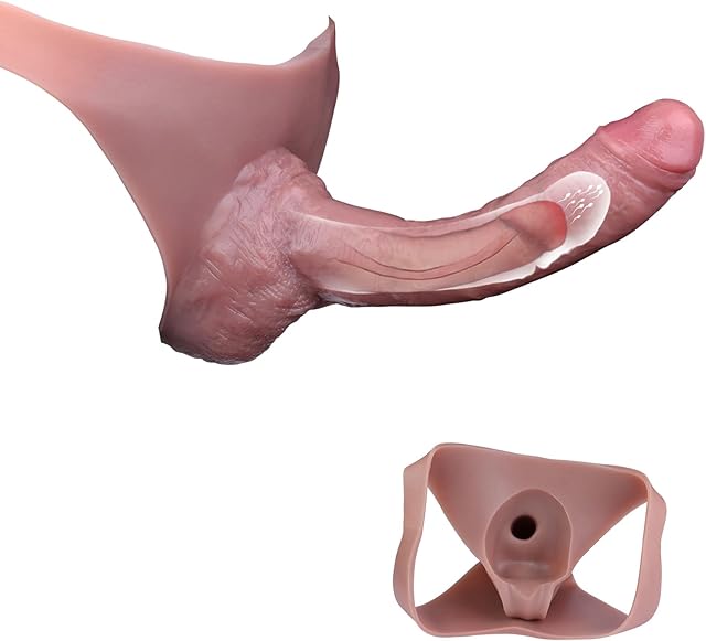 Hollow Penis Sleeve Dick Extender, Silicone Wearable Dildos Panty,Mens Cock Sleeve Enlarger, Realistic Strap On Harness for Adult Couple Pegging Toys