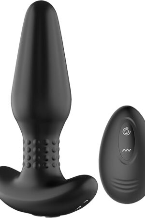 Adam & Eve Carl Jr Remote Control Vibrating Rimming Anal Plug, Spinning Beads for Oral Like Stimulation, 10 Function Vibrating Butt Plug, Waterproof Silicone, USB Rechargeable, Adult Toy for Men Women