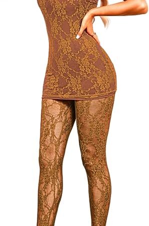2Pc Tube Dress Tights Set, Full Floral Lace, Sexy Date Night Outfit