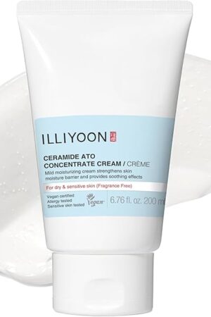 Illiyoon Ceramide Ato Concentrate Cream | Moisturizer for Dry & Sensitive Skin, 100hr Lasting Hydration, For Face & Body, Gentle for Infants, Moisture Barrier Repair, Vegan Certified, 676 floz