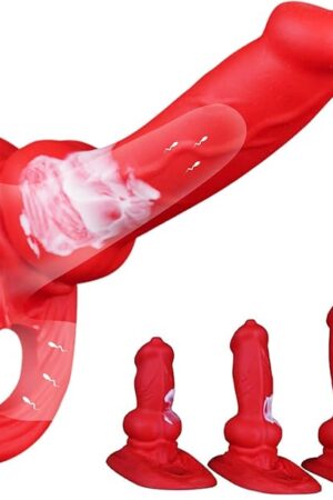 Dog Penis Sleeve Extender Realistic Silicone Cock Sheath with Girth Enhancement Testicle Ring, Animal Penis Extension Sleeve for Men Couples Realistic Animal Cock Sleeve Men Adult Sex Toy