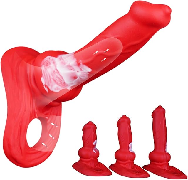 Dog Penis Sleeve Extender Realistic Silicone Cock Sheath with Girth Enhancement Testicle Ring, Animal Penis Extension Sleeve for Men Couples Realistic Animal Cock Sleeve Men Adult Sex Toy