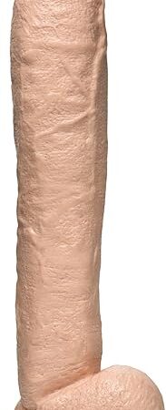 Doc Johnson The Naturals - 12 Inch Dong with Balls - Realistic FIRMSKYN Dildo with Removable Vac-U-Lock Suction Cup - F-Machine and Harness Compatible - for Adults Only, Vanilla