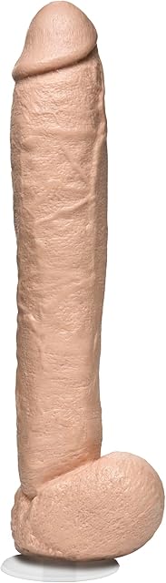 Doc Johnson The Naturals - 12 Inch Dong with Balls - Realistic FIRMSKYN Dildo with Removable Vac-U-Lock Suction Cup - F-Machine and Harness Compatible - for Adults Only, Vanilla