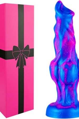 6 Inch Silicone Small Wolf Dog Knot Dildo for Women Beginner, 5" Realistic Animal Monster Thin Knotted Anal Dildo with Suction Cup, Fantasy Blue Purple Canine Furry Dildos Alien Sex Toy for Men Gay