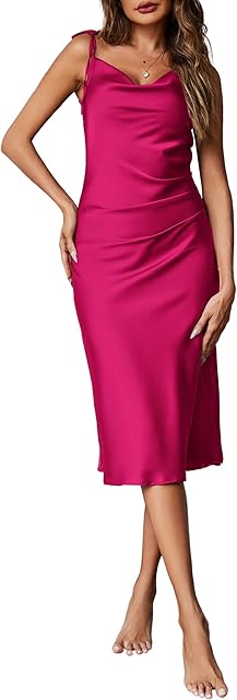 Women's Nightgown Satin Slip Dress Sexy Lingerie Sleepwear Long Slip Silk Midi Dress Spaghetti Strap S-XXL