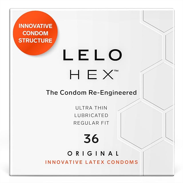 LELO HEX Original Ultra Thin Condoms with Increased Strength, Male Condom, Lubricated Condoms for Men, 212-Inch/54 mm Diameter (36 Pack)