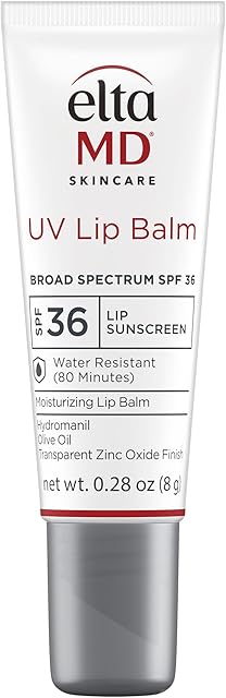 EltaMD UV Lip Balm Sunscreen, Moisturizes and Protects Dry Cracked Lips, Water Resistant up to 80 Minutes, Transparent Zinc Oxide Sunscreen