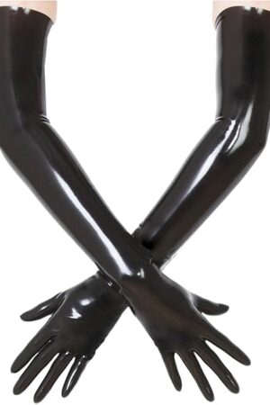 ABWL Black Long Latex Gloves for Women Men,Fetish Natural Rubber Gloves Cosplay Costume Party Clubwear