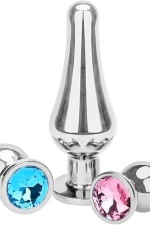 Anal Plug Anal Trainer Kit, Greatlevel Tapered Metal Jeweled Fetish Jewelry Butt Plug Anal Sex Toys Women Men Couples Lover (3PCS)